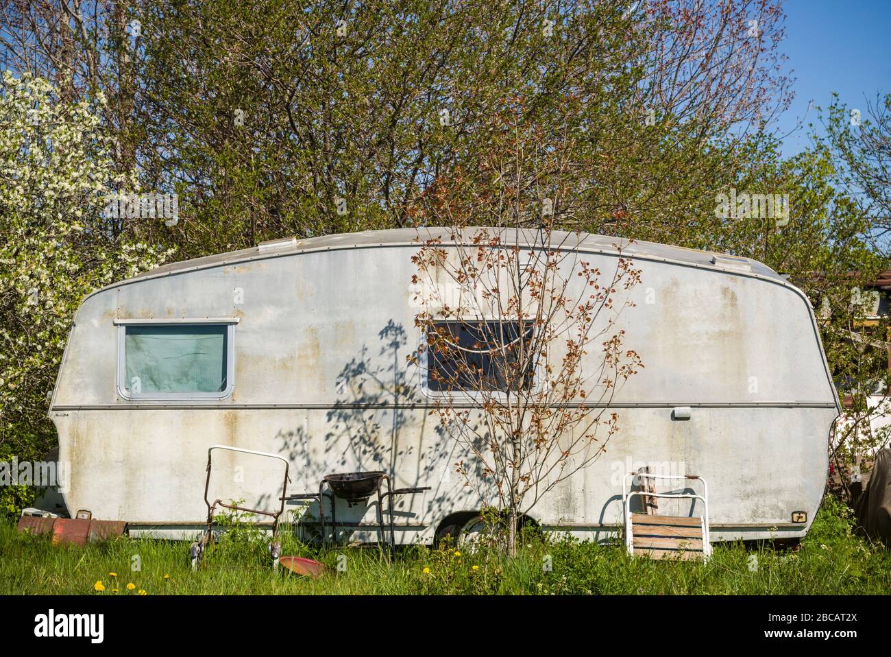 Suède, île de Faro, Faro Broskogs, Crêperie Tati-Kutens bensin, ancienne station-service de la hanche maintenant un restaurant et une salle de musique, ancienne maison de moteur Banque D'Images