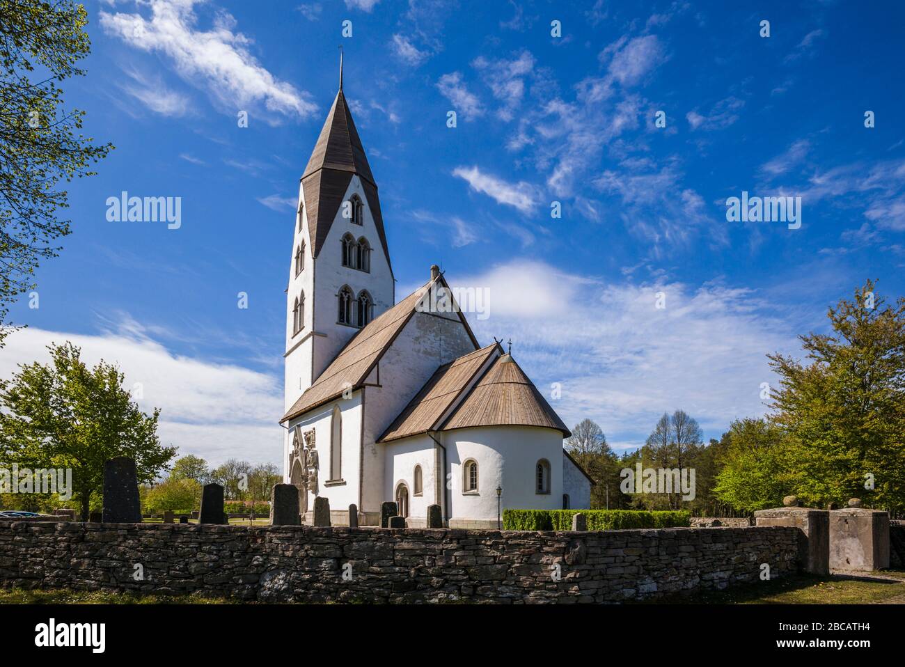 Suède, île Gotland, Stanga, église de Stanga kyrka, extérieur Banque D'Images
