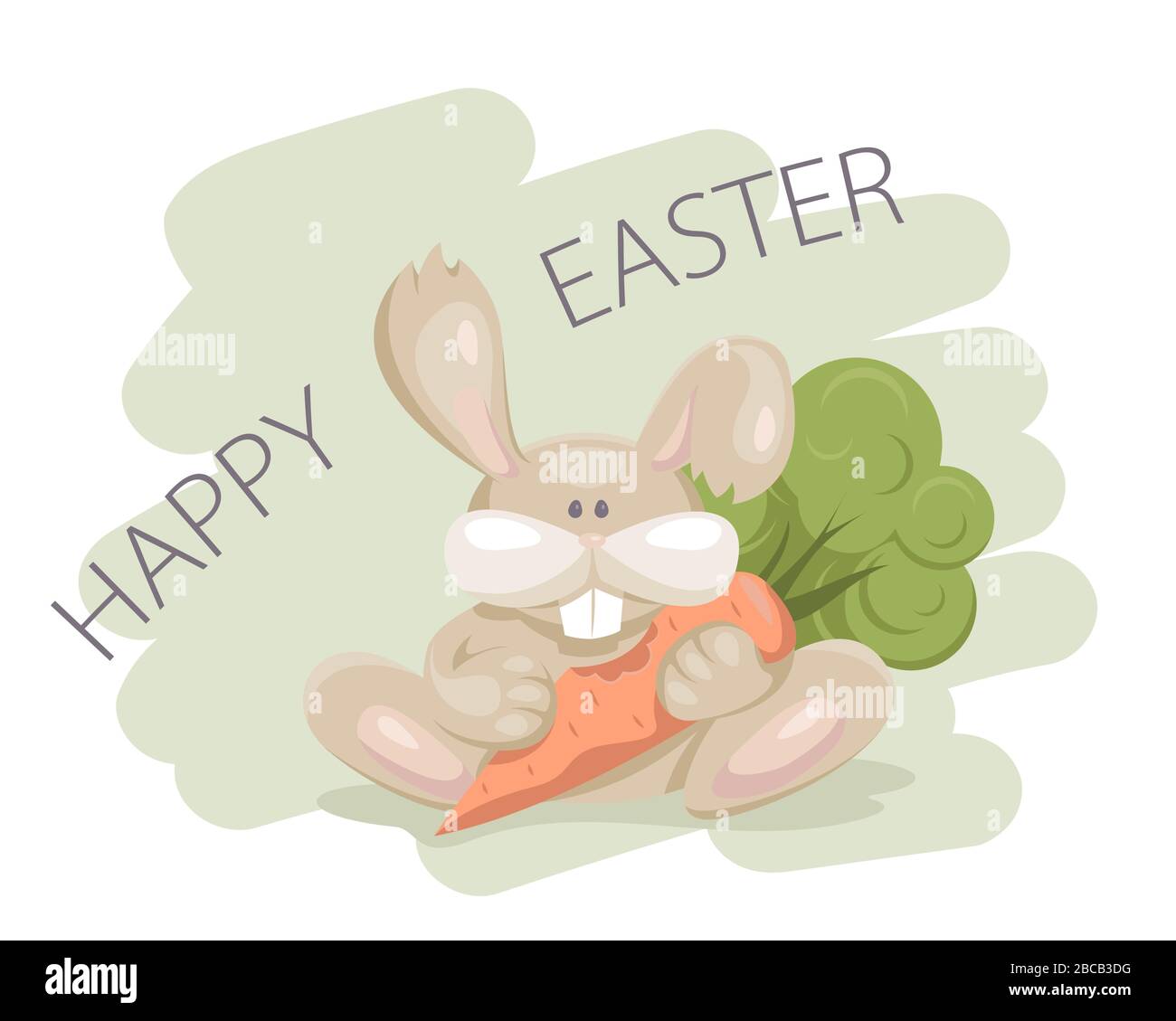 Bonne carte de vœux de Pâques avec un lapin. Illustration vectorielle. Illustration de Vecteur