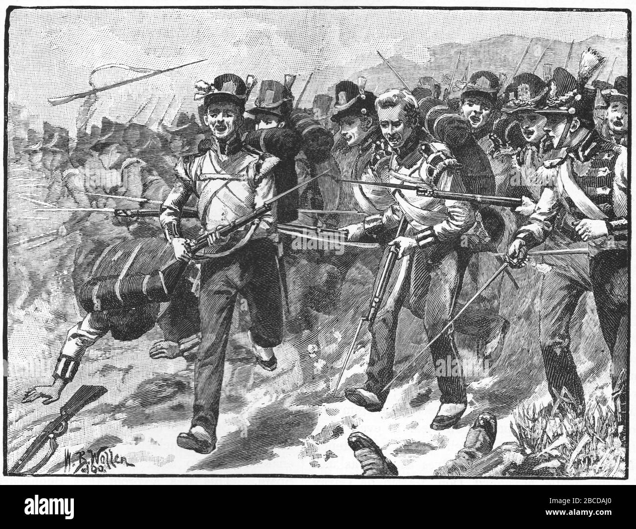 Guerre péninsulaire; Bataille de Talavera; le 48ème Régiment de pieds (Northamptonshire); juillet 1809; charge de Bayonet qui a brisé l'attaque française Banque D'Images