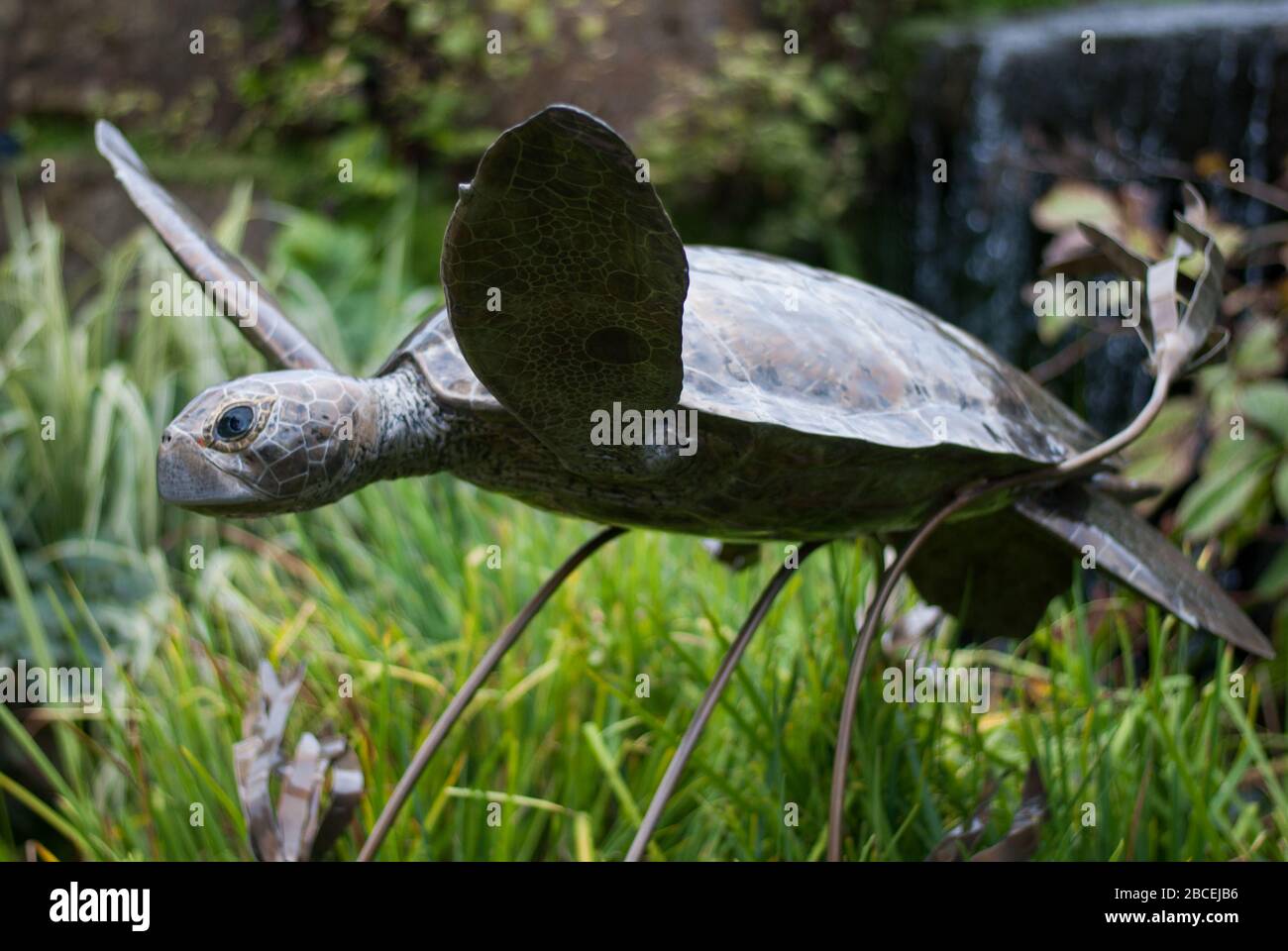 Tortues natation par Kelp Sculpture en acier inoxydable par Piers Mason Sculpt à Kew 2017 Royal Botanic Gardens Kew Gardens, Richmond, Londres, TW9 Banque D'Images