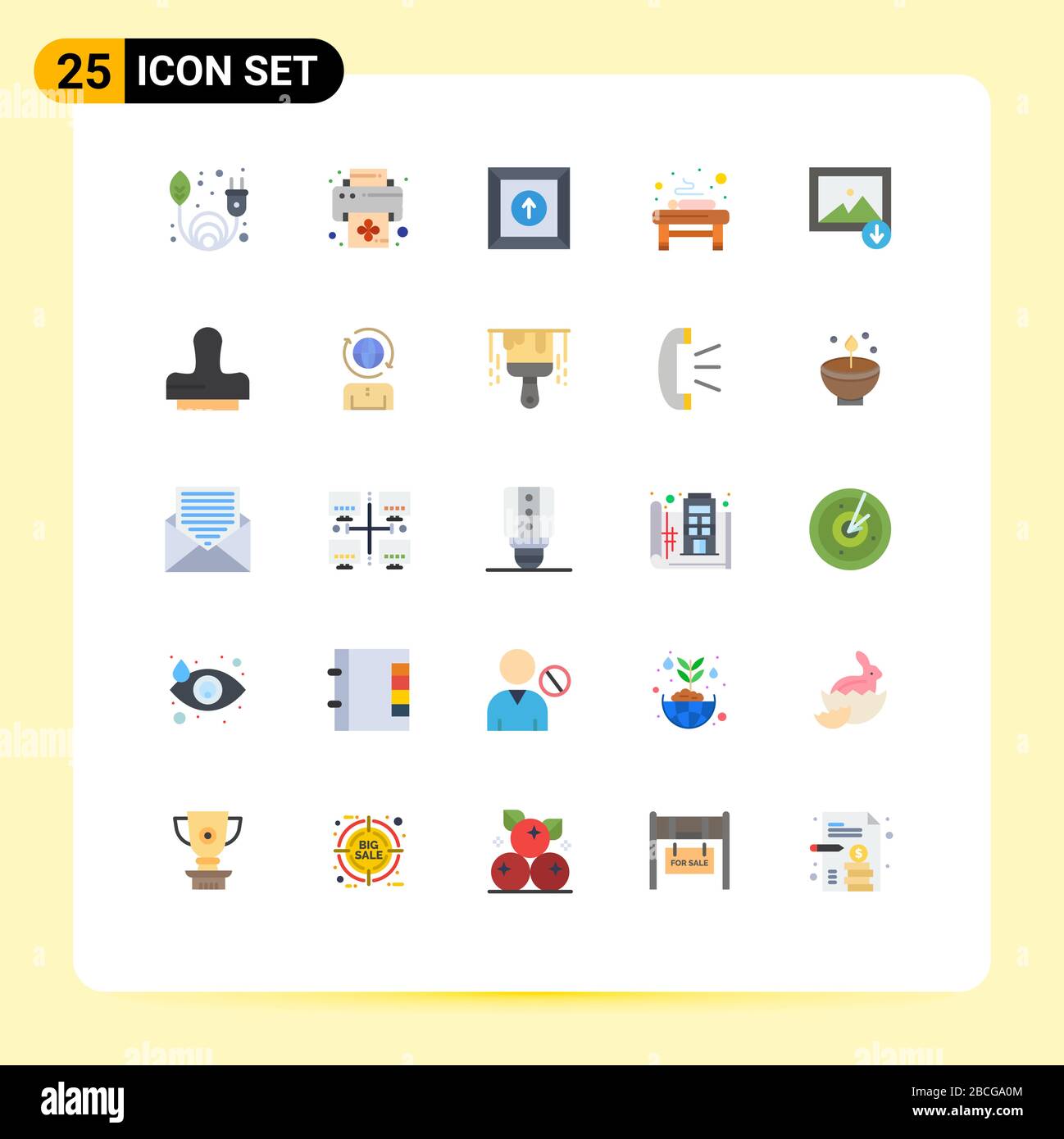 Stock Vector Icon Pack de 25 signes et symboles de ligne pour la presse, la montagne, le téléchargement, l'image, spa Editable Vector Design Elements Illustration de Vecteur