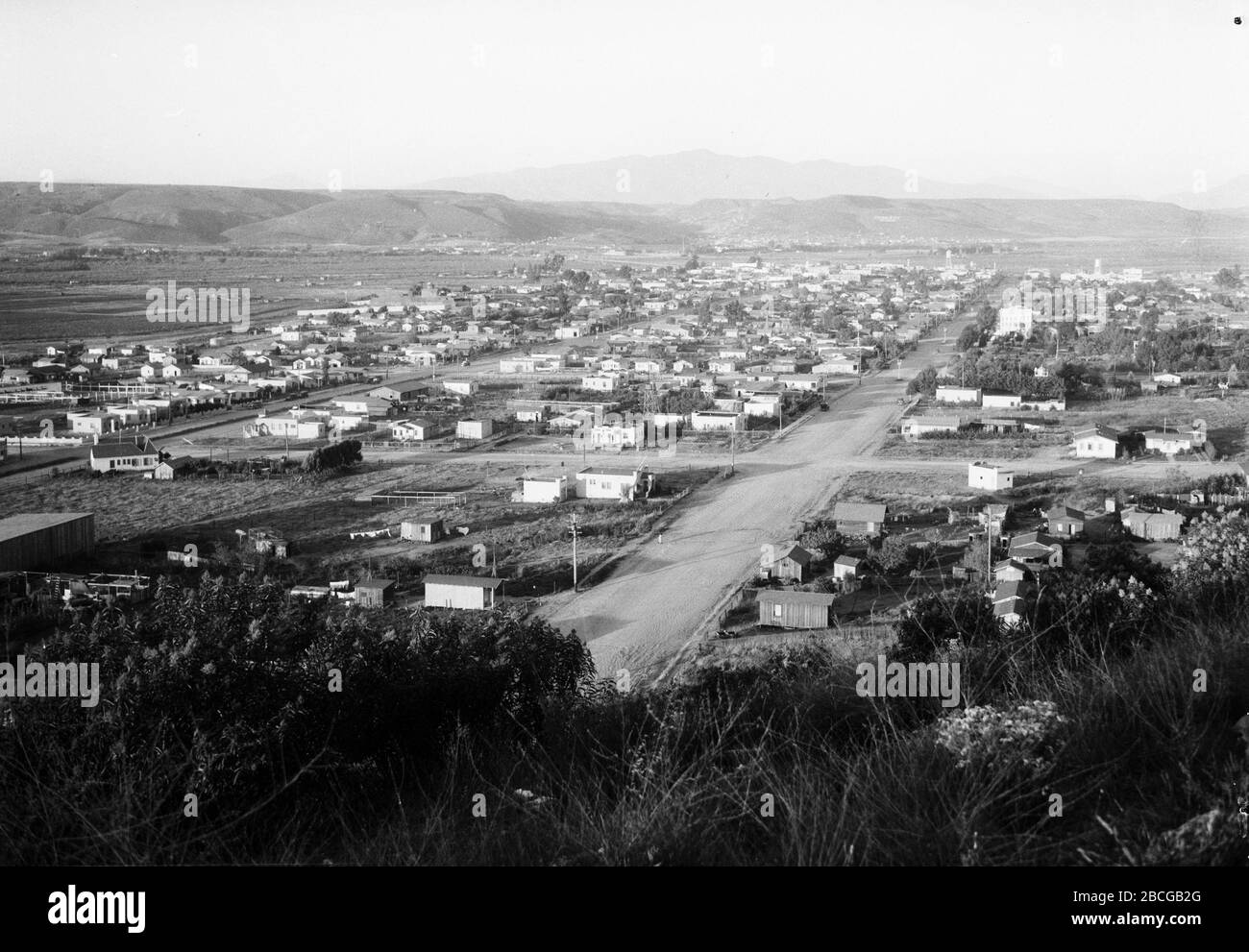 Vue panoramique sur la ville de Tijuana, Mexique, années 1920. Photographie par Burton Holmes. Banque D'Images