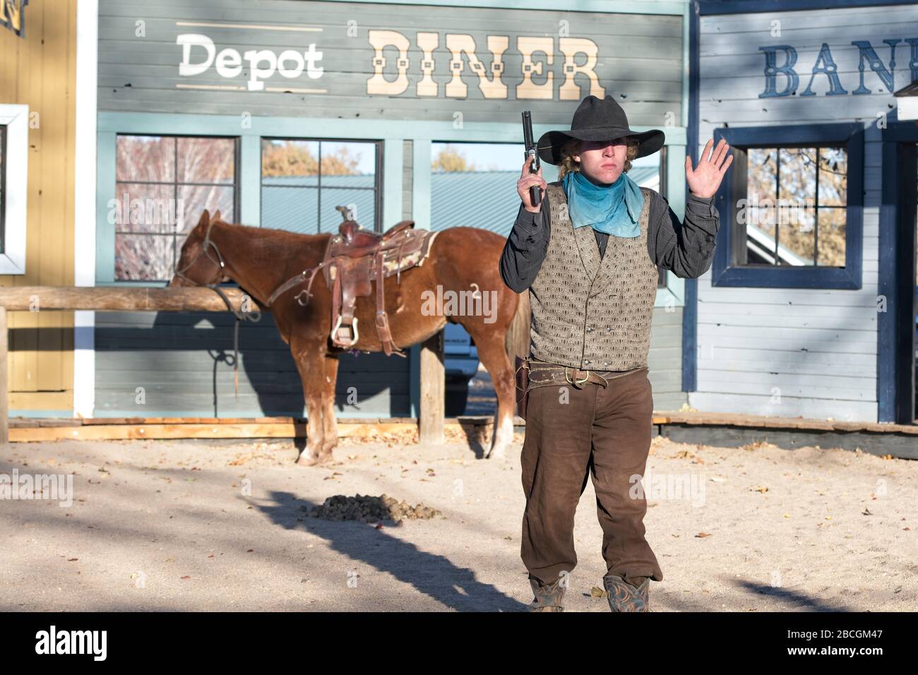 Cowboys de la feel 'Cataract Creek Gang' show à Williams, Arizona USA Banque D'Images
