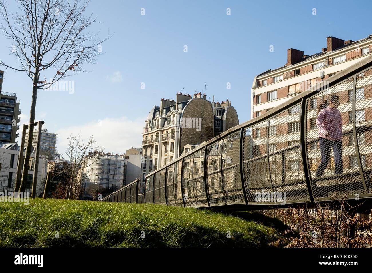 ECO quartier place de Rungis Paris 13. Jardin Charles Trenet Banque D'Images