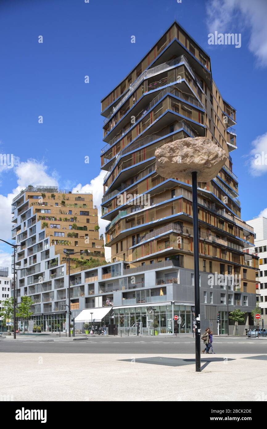 Logement de l'architecte Hamonic & Masson et Comte & Vollenweider. Nouveau bâtiment moderne Avenue de France Paris 13 Banque D'Images