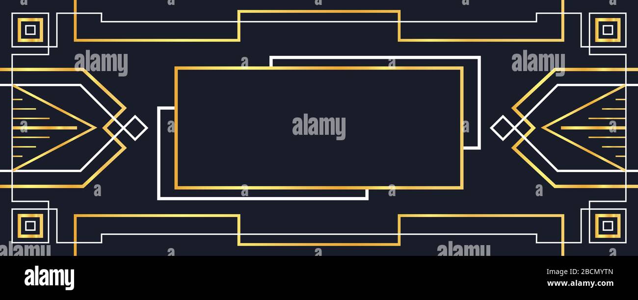 Modèle de cadre art déco de luxe. Bannière web vide or et noir dans un style géométrique abstrait. Arrière-plan vintage pour le produit de mode ou l'élég Illustration de Vecteur
