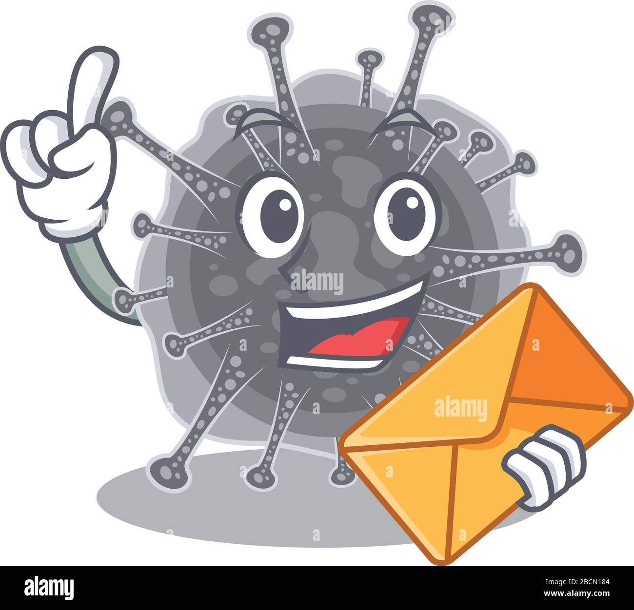 Happy articulavirales mascotte design concept avec enveloppe marron Illustration de Vecteur