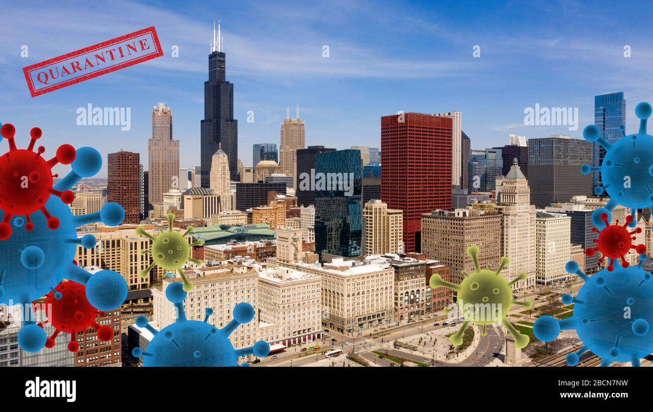 Une menace invisible perce sur la ville, car les résidents sont informés de rester à l'intérieur pendant l'épidémie de virus Corona 2020 Banque D'Images