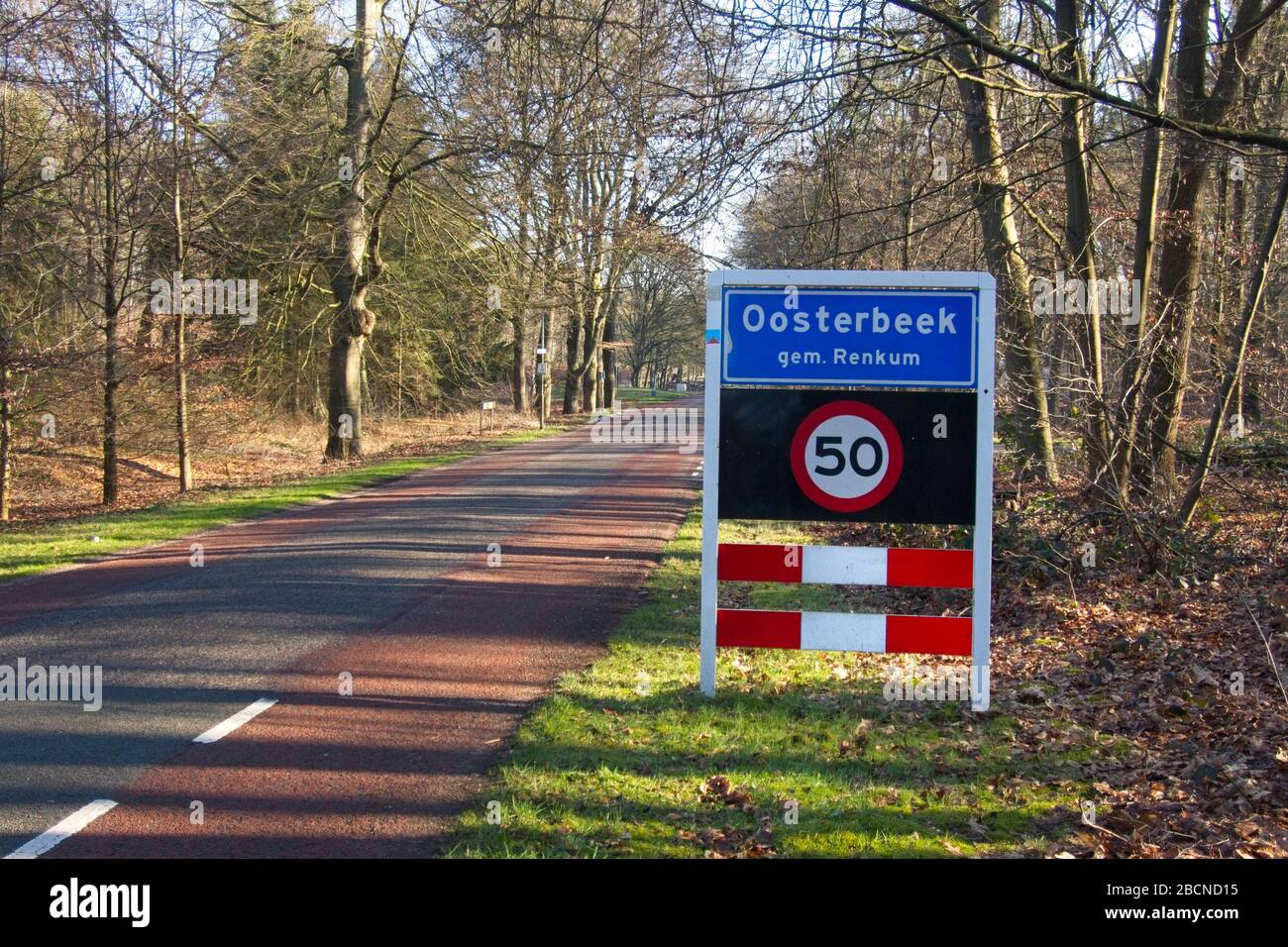 Entrée dans le village d'Oosterbeek dans le comté de Renkum aux Pays-Bas Banque D'Images