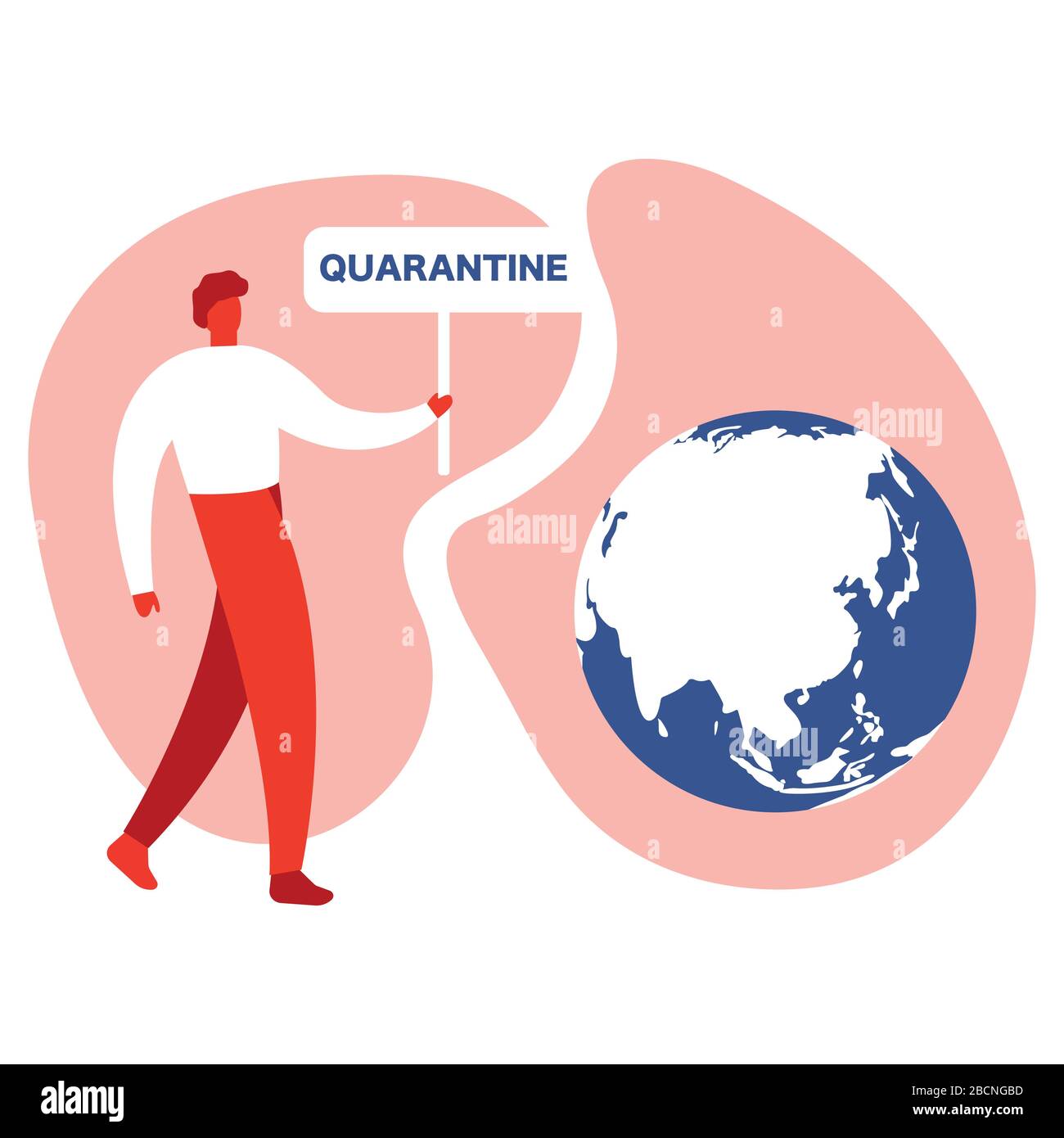 Planète Terre mignonne attaquée par le virus Corona. Illustration de personnage de dessin animé vectoriel. Mettre la planète en quarantaine. Le coronavirus a pris le dessus sur le monde Illustration de Vecteur