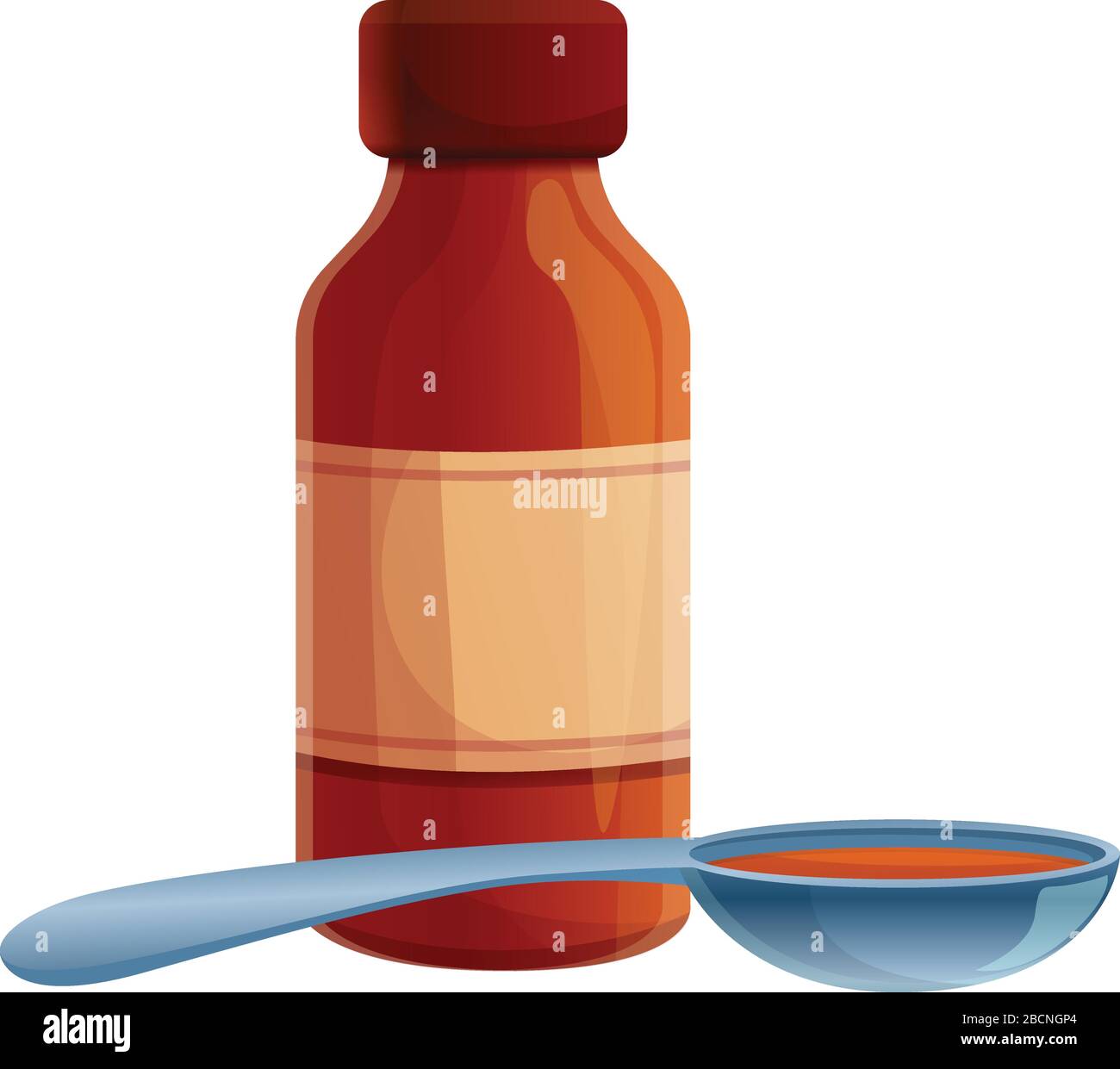 Icône de cuillère à café de sirop contre la toux. Dessin animé d'une cuillère à café de sirop contre la toux icône de vecteur pour le web design isolé sur fond blanc Illustration de Vecteur