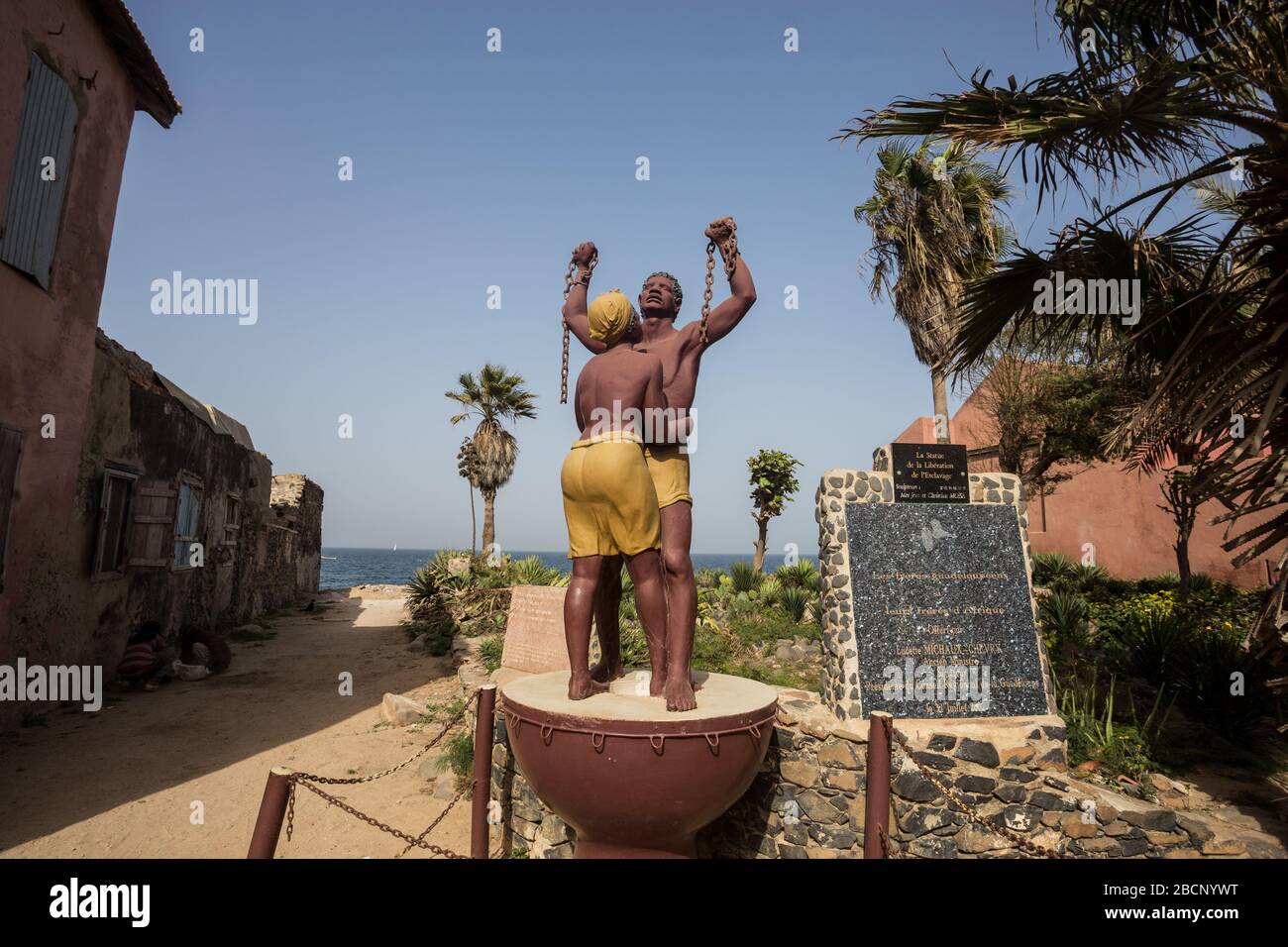 Statue du mémorial de l'esclavage à Gorée, Sénégal Banque D'Images