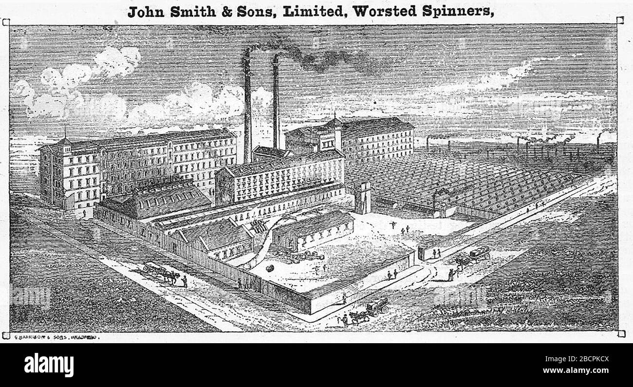 John Smith & Sons Limited, Worsted Spinners, Field Head Mills, Bradford 1893 Banque D'Images