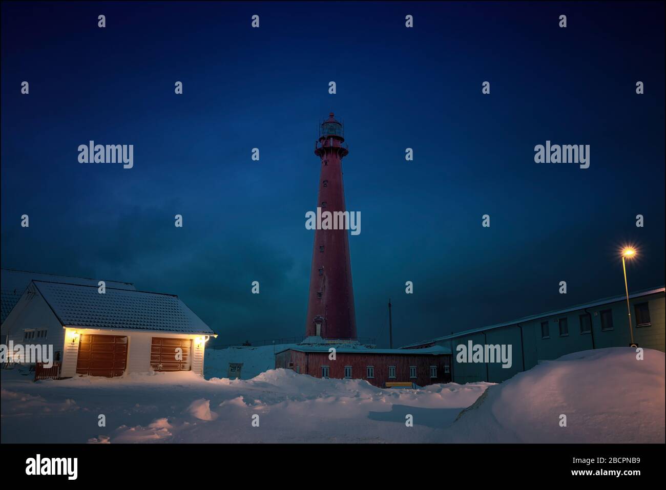 Phare d'Andenes au crépuscule Banque D'Images