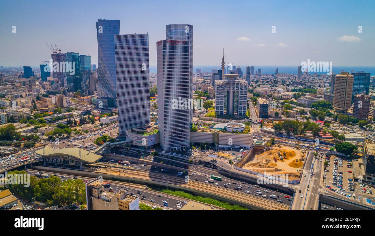 Centre-ville de tel Aviv vue aérienne drone Banque D'Images