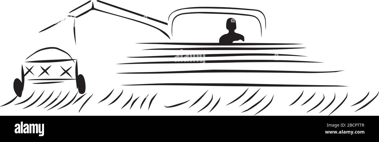 moissonneuse lors de la récolte Illustration de Vecteur