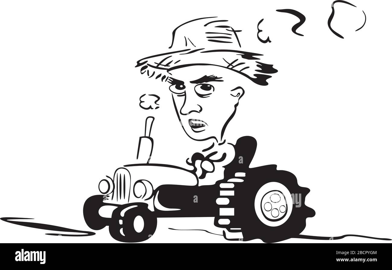 agriculteur conduisant un tracteur Illustration de Vecteur