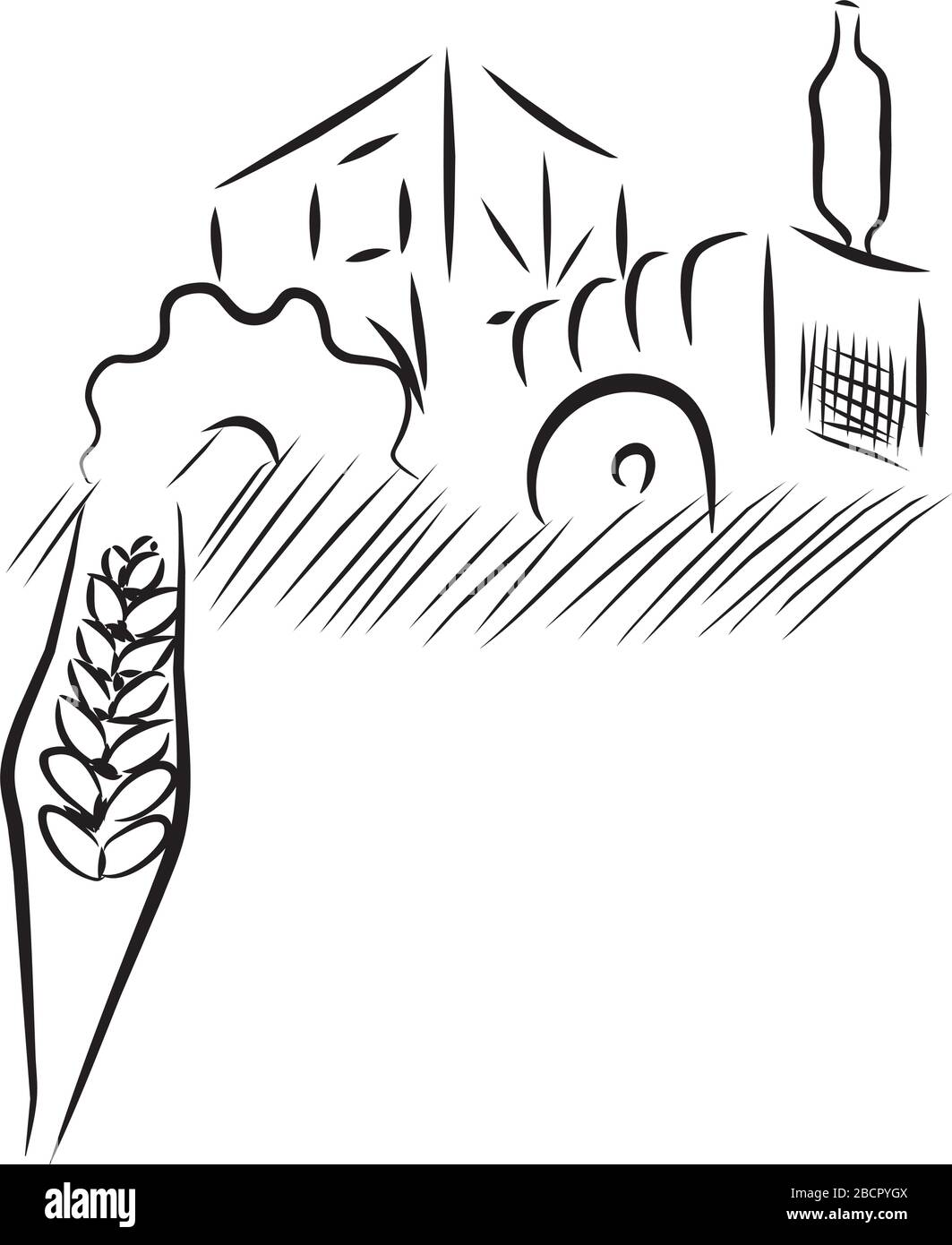 tracteur dans un champ de grain Illustration de Vecteur