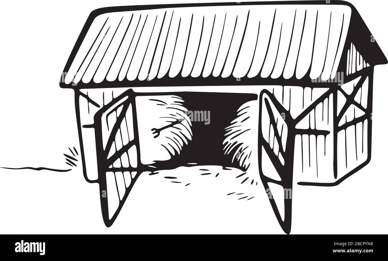 grange avec foin Illustration de Vecteur