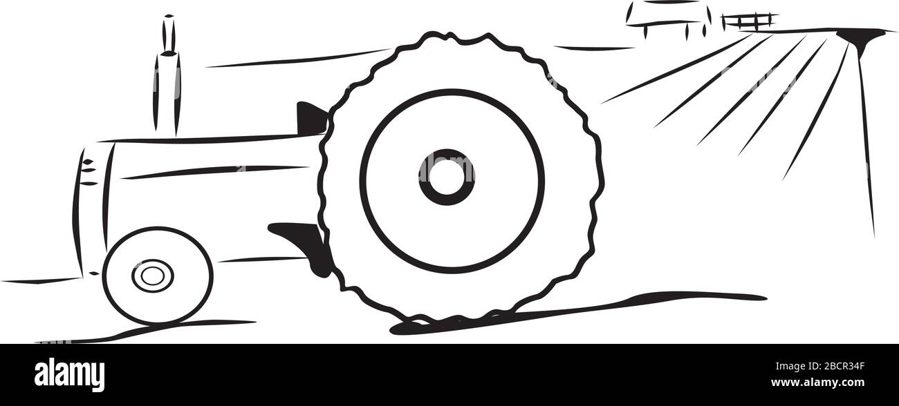Travaillant dans le domaine du tracteur Illustration de Vecteur