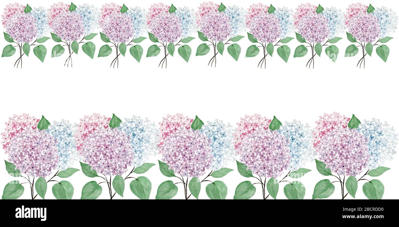 bordure fleurie sans couture avec fleurs printanières, bannière fleurie de la fête des mères avec espace de copie, décoration fleurie aquarelle Banque D'Images