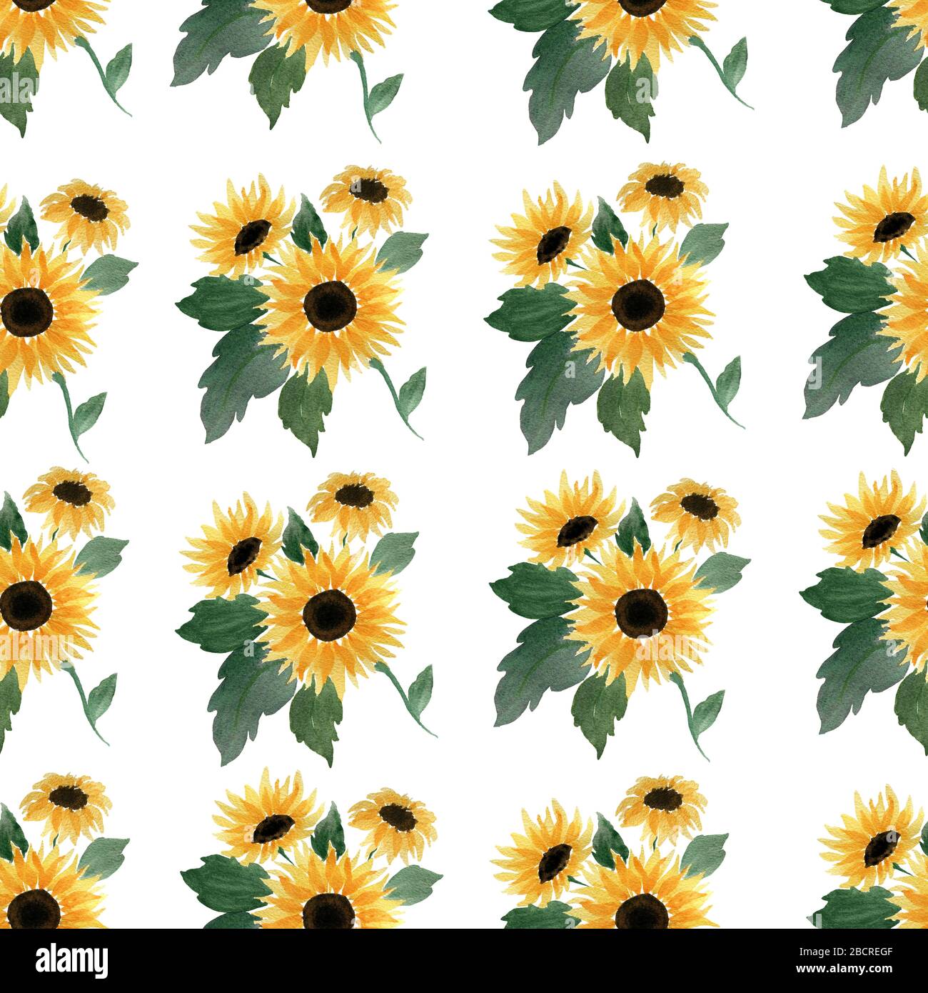 motif fleuri sans coutures à motif tournesol aquarelle, idéal pour les tissus d'été rétro, le scrapbook, le papier cadeau et les projets de conception de papier peint Banque D'Images