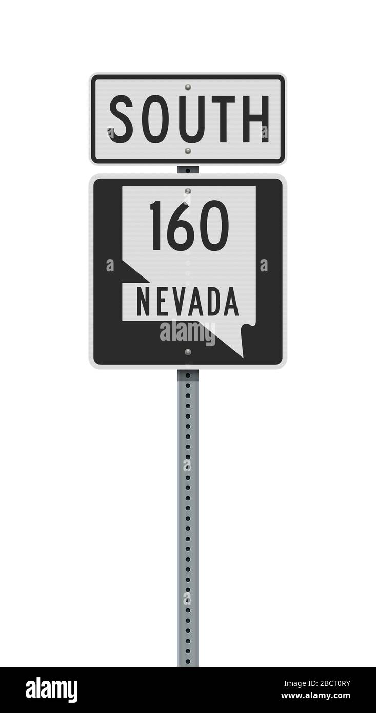 Illustration vectorielle du panneau de la route de l'autoroute nationale du Nevada sur un poste métallique Illustration de Vecteur