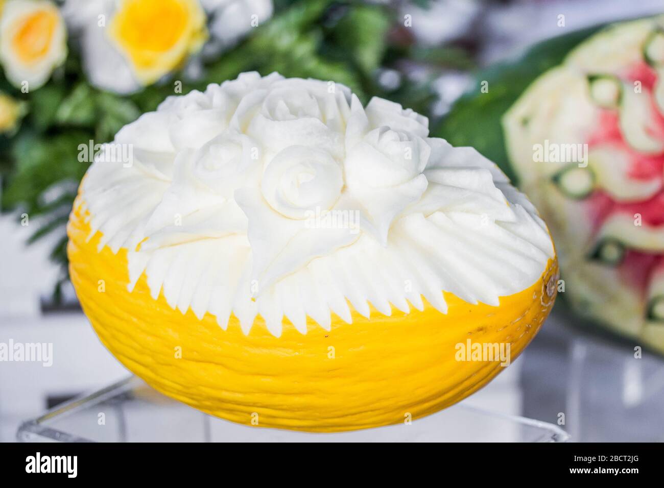 célébration jaune de la décoation du melon Banque D'Images