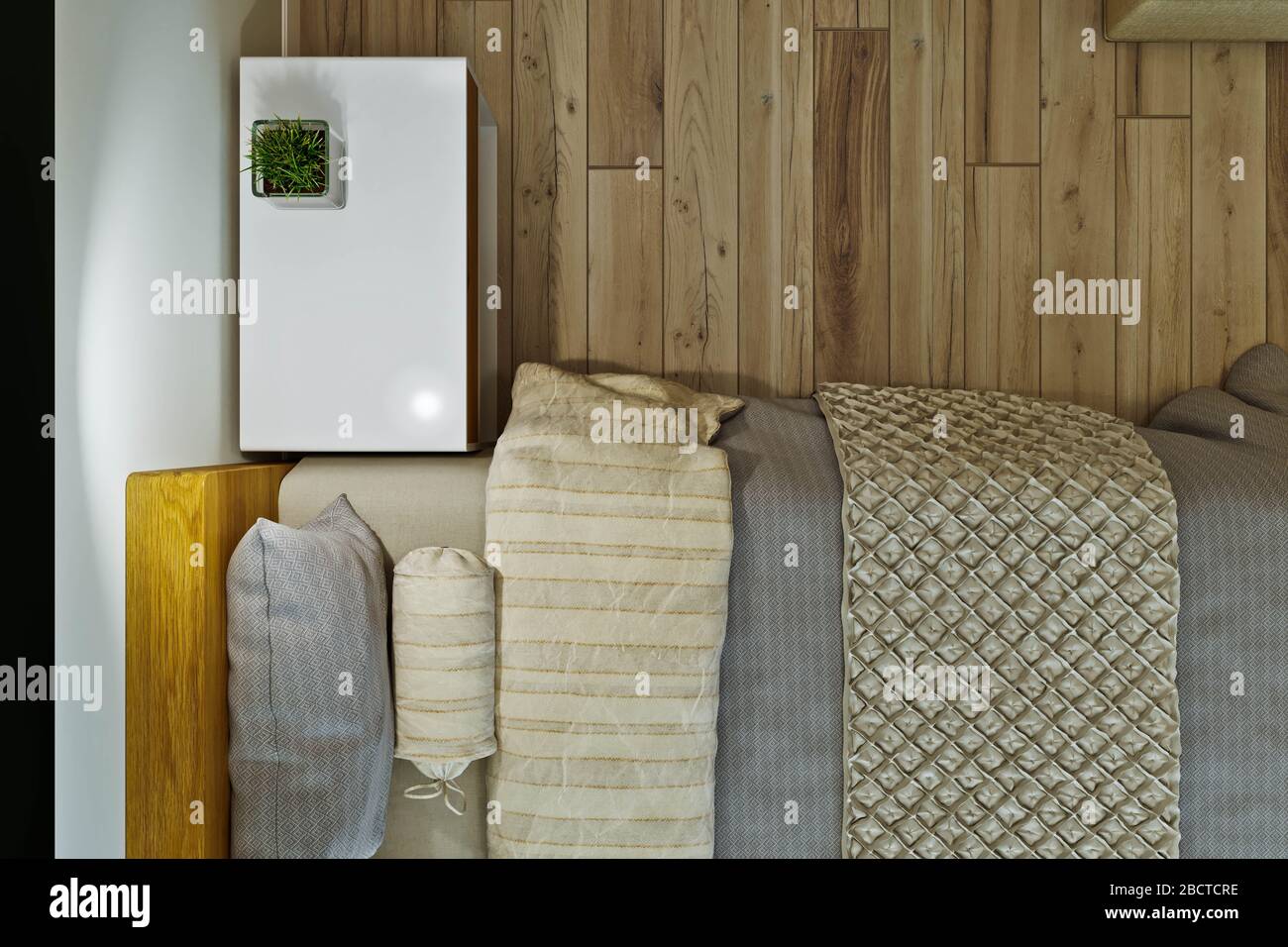 Chambre principale avec dressing dans un style moderne Banque D'Images