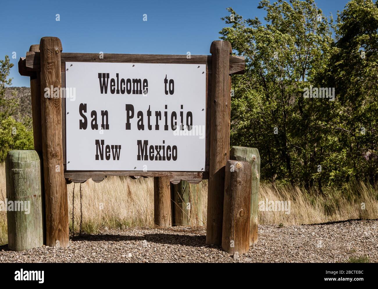 San Patricio, signe du Nouveau-Mexique. Banque D'Images