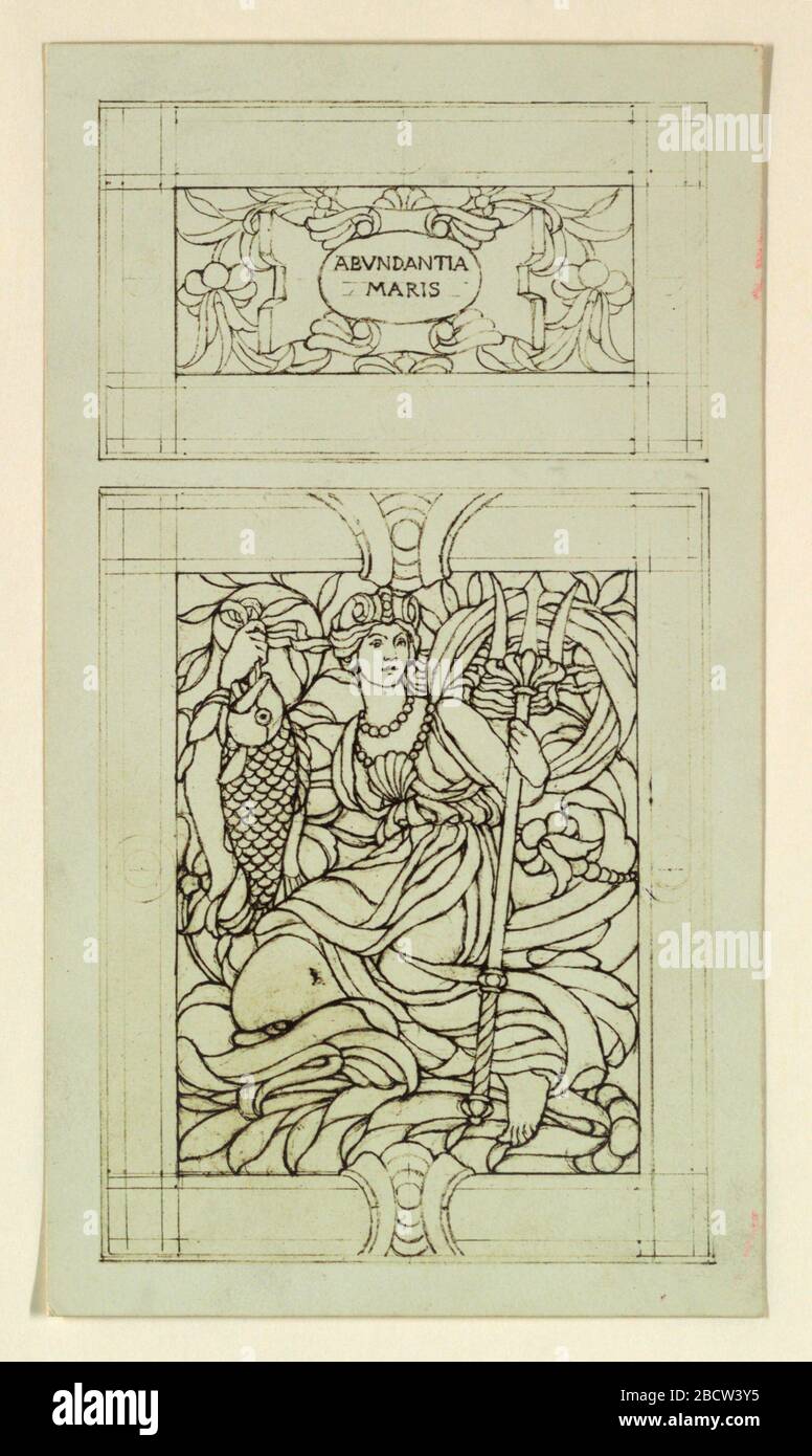Abundantia Terrae. Recherche dans les panneaux ProgressTwo. Ci-dessus dans le motif floral, une cartouche qui lit: ABVNDANTIA / MARIS. Sous une figure femelle tenant un poisson et une triton, assis sur un dauphin ou une baleine. Abundantia Terrae Banque D'Images