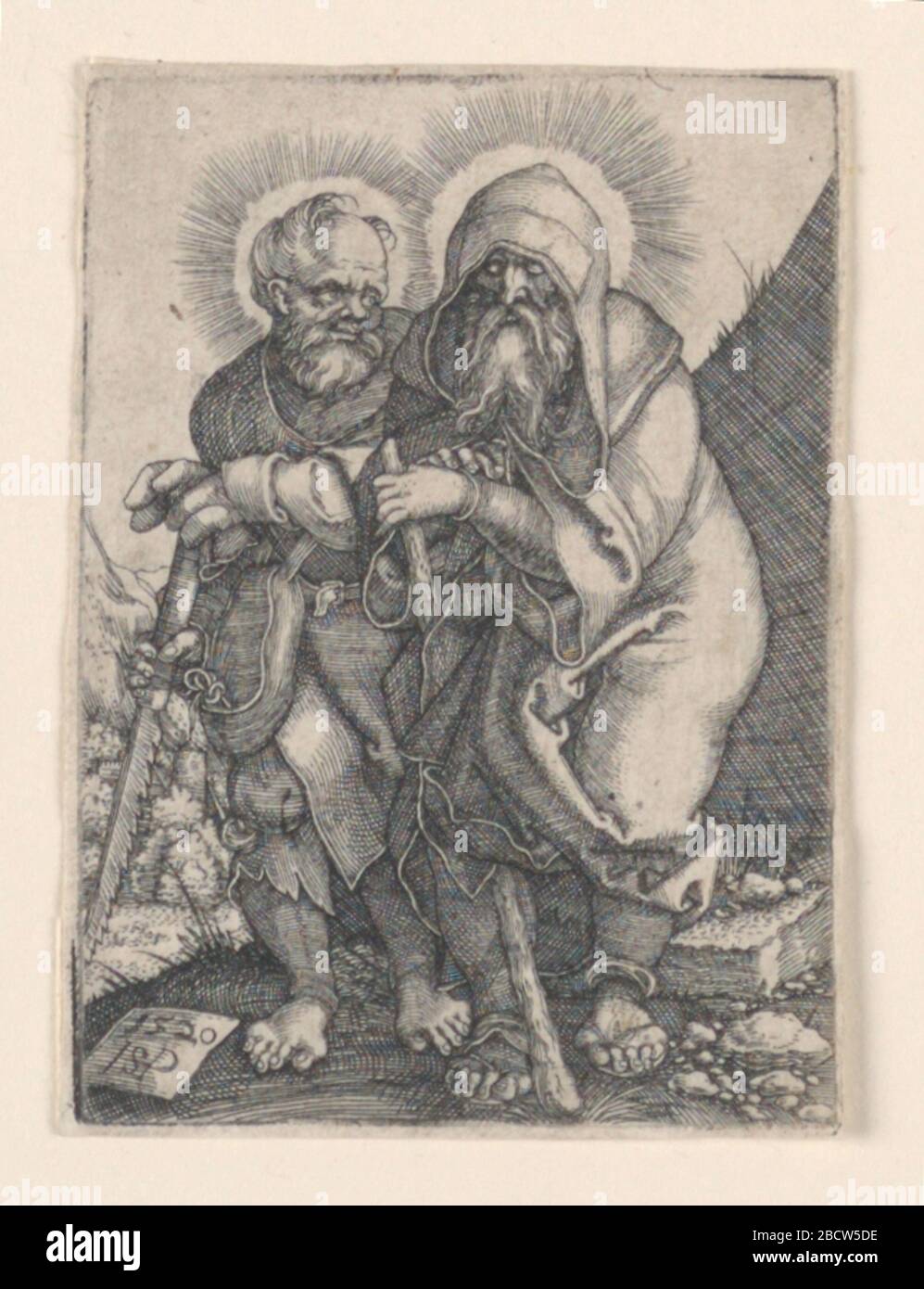 Saint Simon et Saint Thaddeus. Recherche en progression les figures de deux Apôtres ont montré marcher vers la gauche. Saint Simon, à gauche, porte une scie. Saint Thaddeus, à droite, porte un club. Saint Simon et Saint Thaddeus Banque D'Images