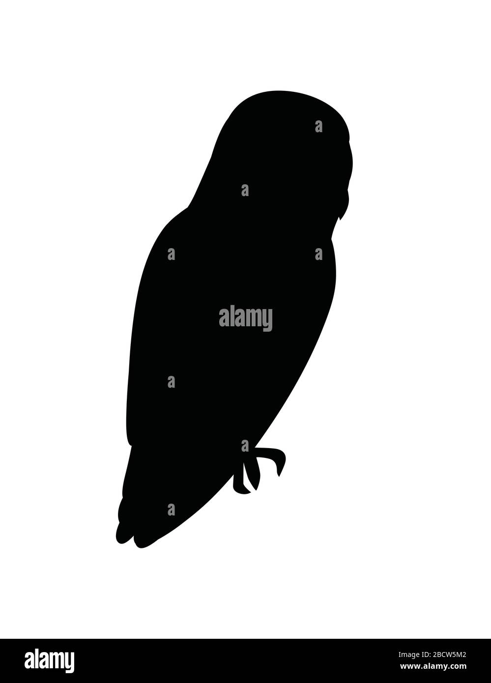 Silhouette noire jolie grange chouette (tyto alba) caricature forêt sauvage motif animal illustration vectorielle plate isolée sur fond blanc Illustration de Vecteur