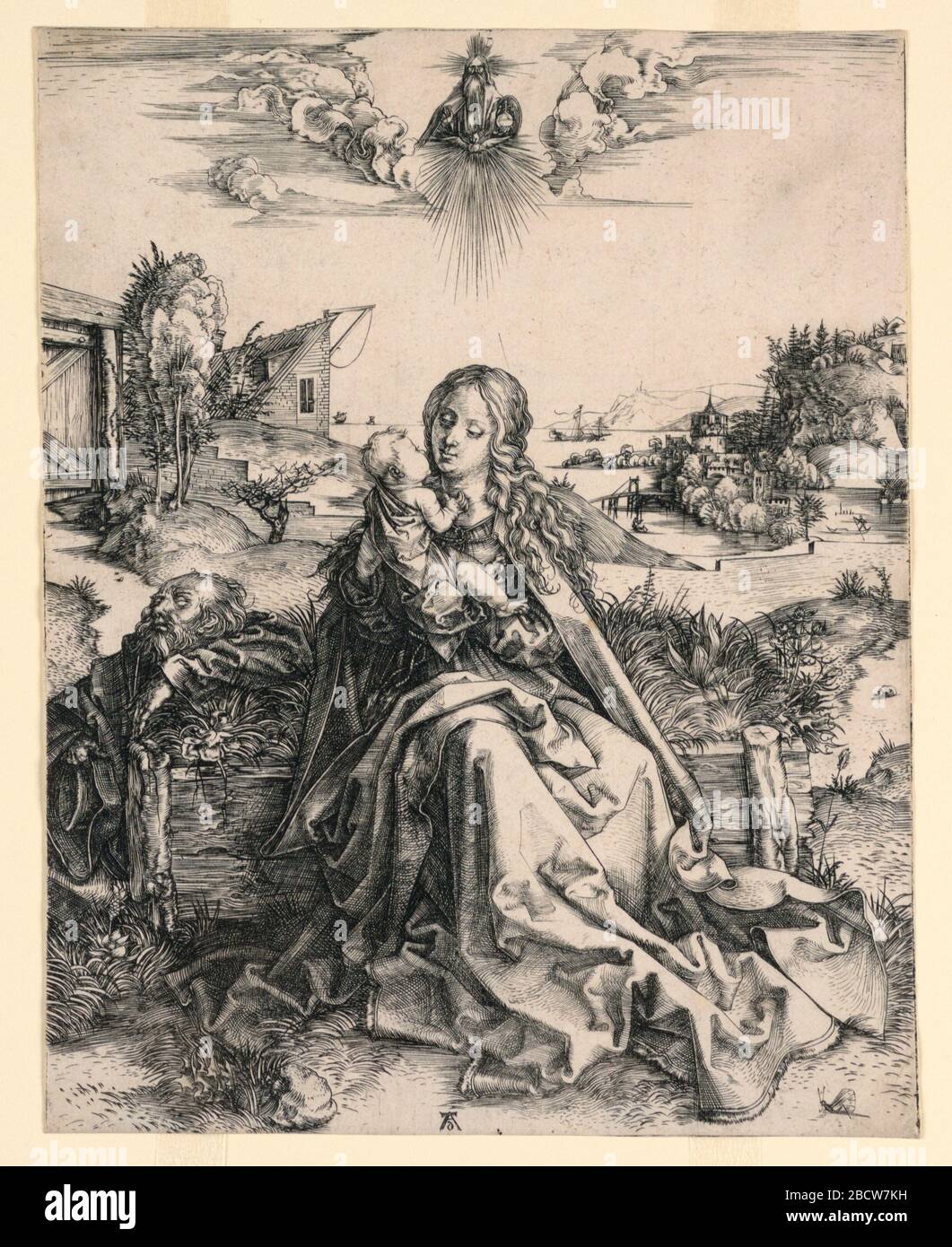 La Sainte famille avec papillon. Recherche en cours la Sainte famille avec le papillon Banque D'Images