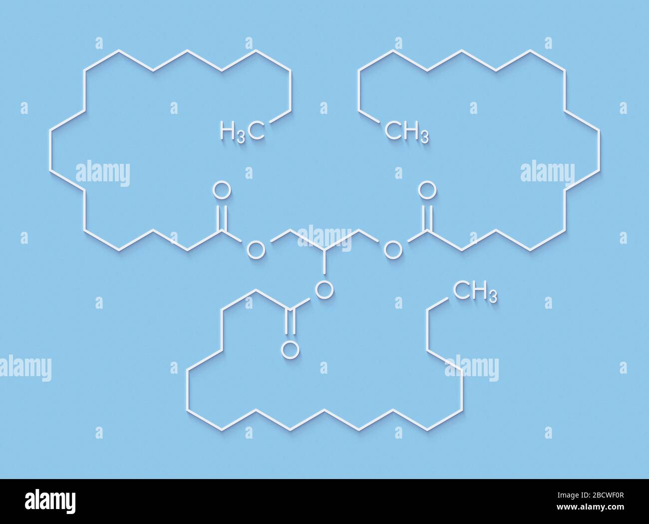 Molécule de graisse saturée de stéarine triglycéride composé de glycérol et de 3 acides gras