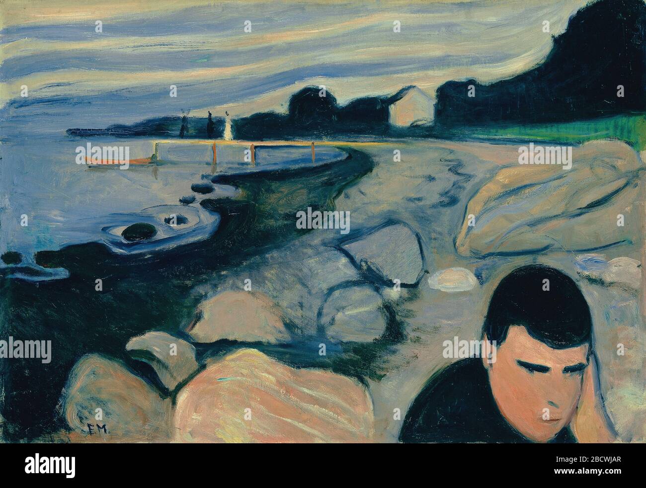 Le Melancholy (le soir) par Edvard Munch, 1891. Huiles sur toile. La Galerie nationale d'Oslo Banque D'Images