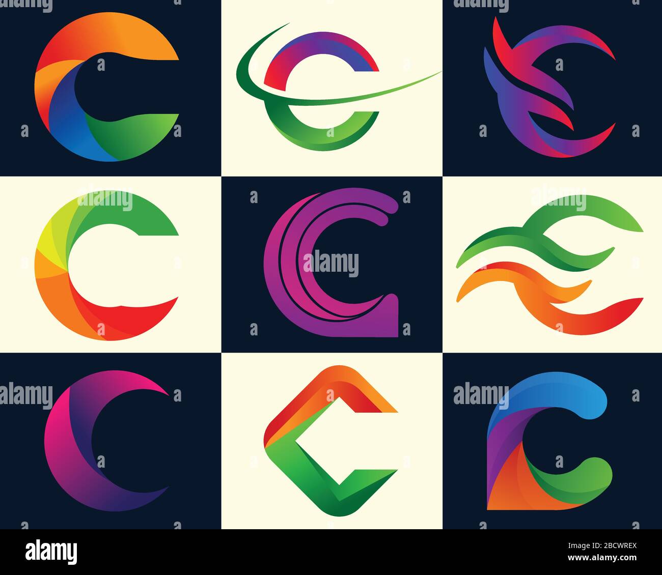Lettre C, C coloré, logo lettre C moderne. Illustration de Vecteur