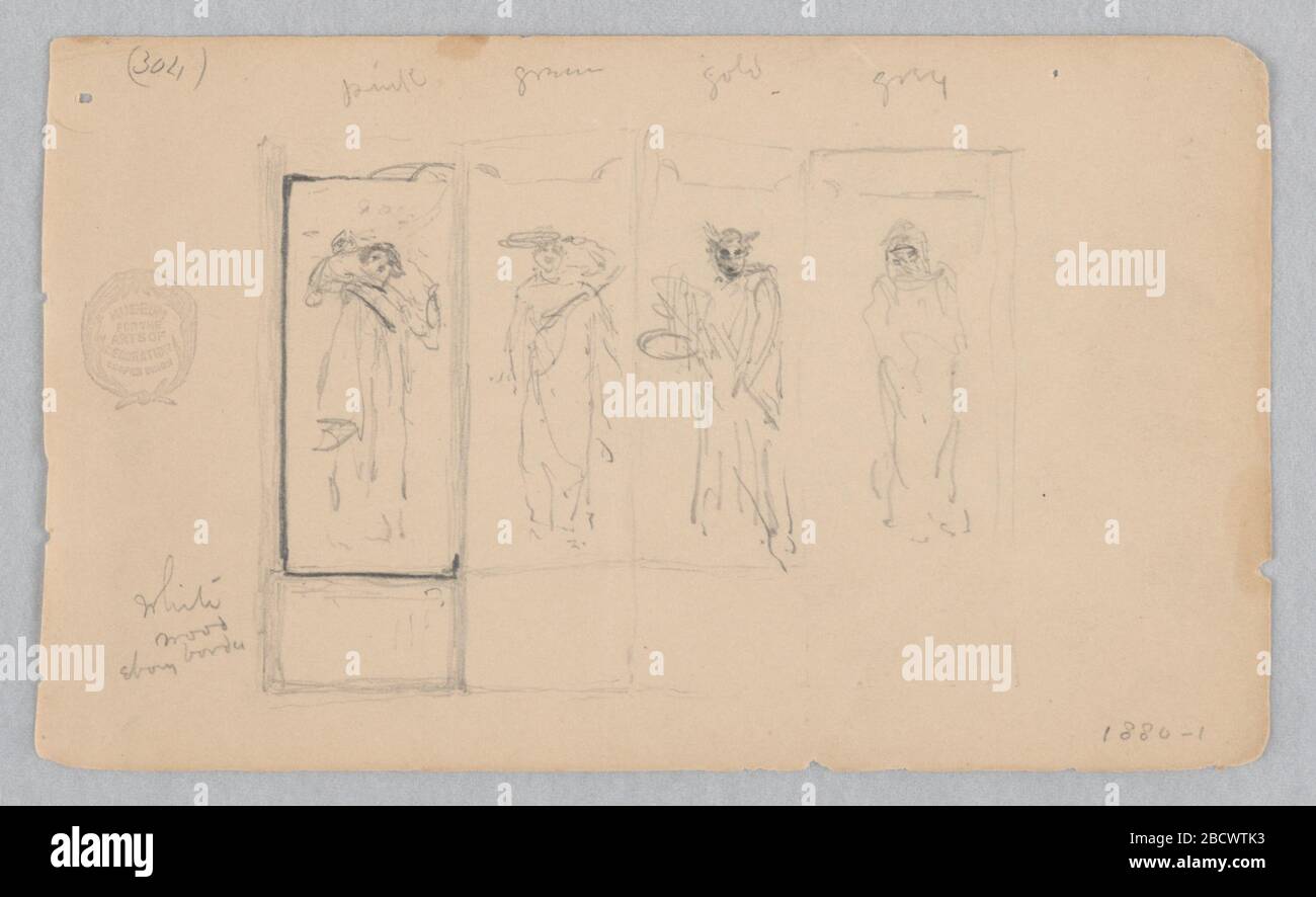 Figures allégoriques. Recherche en progression esquisse partielle de quatre figures. Figures allégoriques Banque D'Images