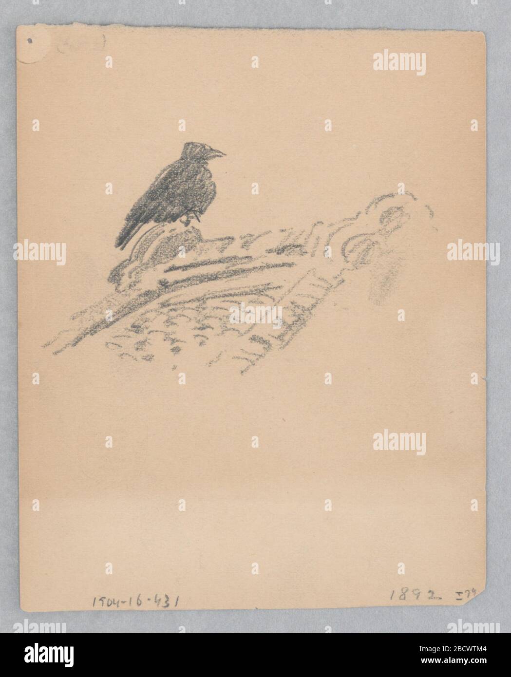 Oiseau. Recherche en ProgressRecto: Croquis d'un oiseau; Verso: Croquis de deux figures dansant. Oiseau Banque D'Images