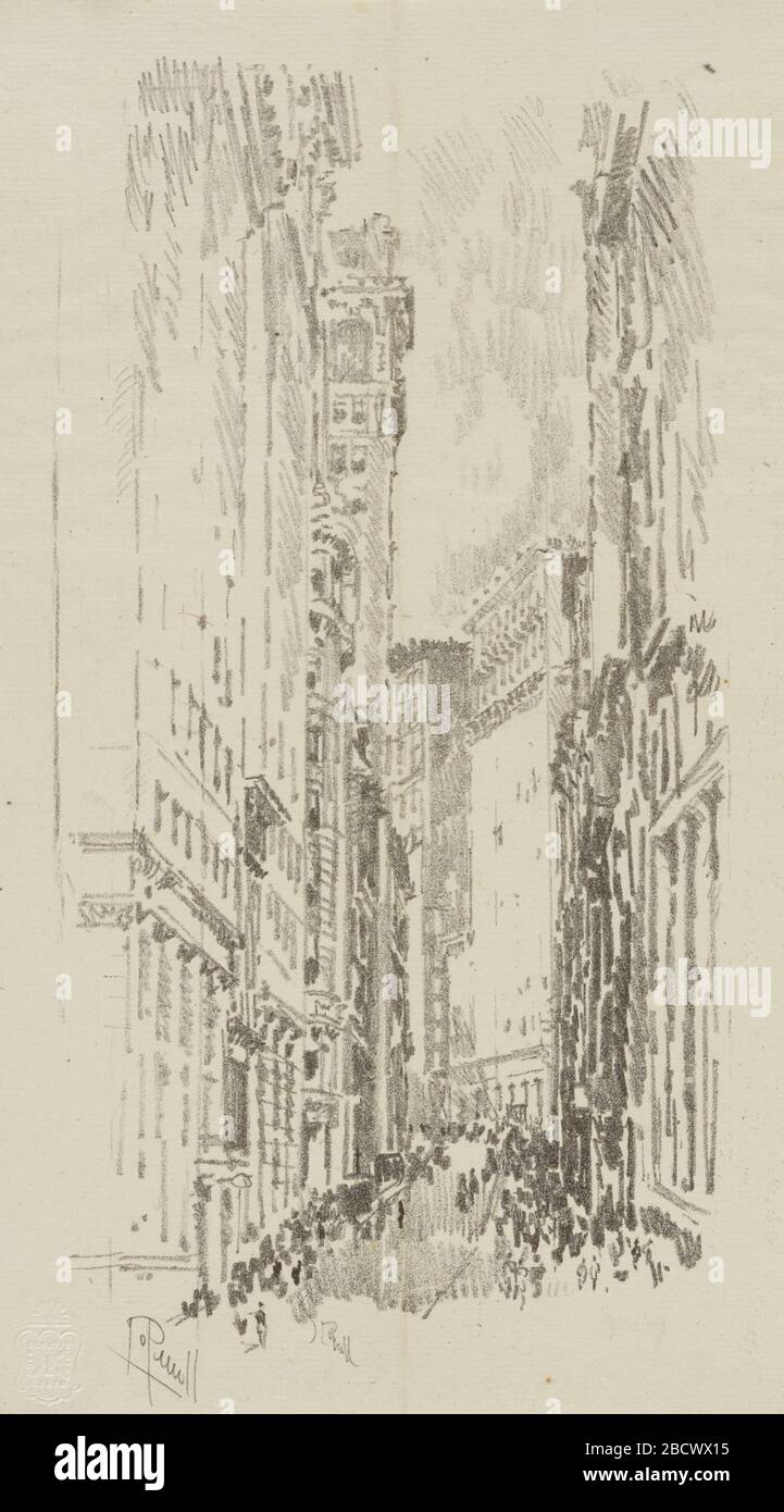 William Street de lithographies de portefeuille de New York en 1904. Banque D'Images