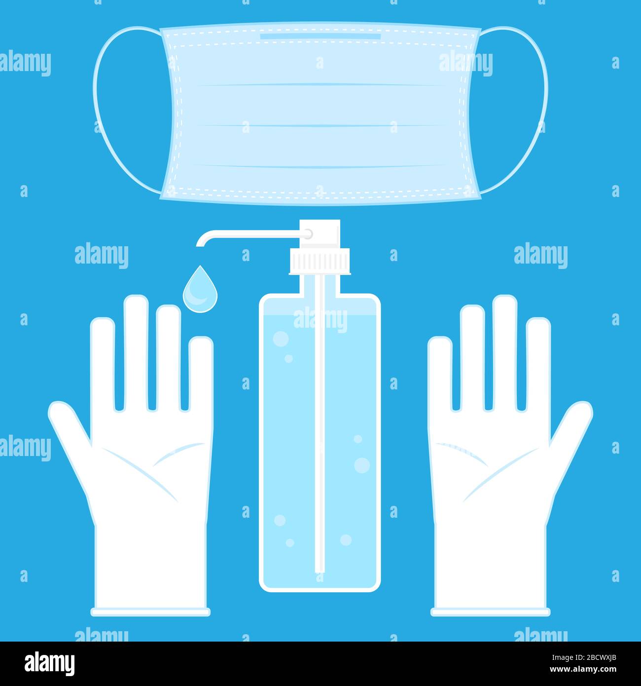 Icône gel lavage des mains. Aseptisant médical. Savon liquide pour désinfection. Distributeur en plastique. Nettoyant pour l'hygiène. Illustration de Vecteur