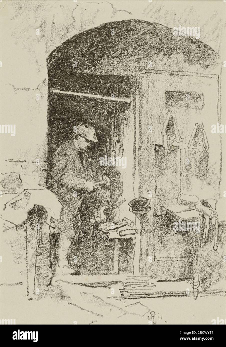 Le travailleur du fer. Banque D'Images