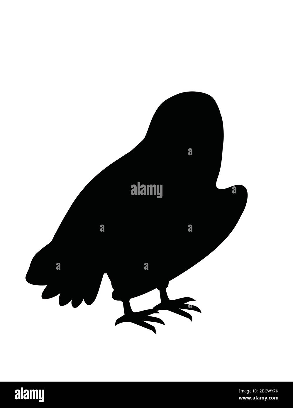 Silhouette noire jolie grange chouette (tyto alba) caricature forêt sauvage motif animal illustration vectorielle plate isolée sur fond blanc Illustration de Vecteur