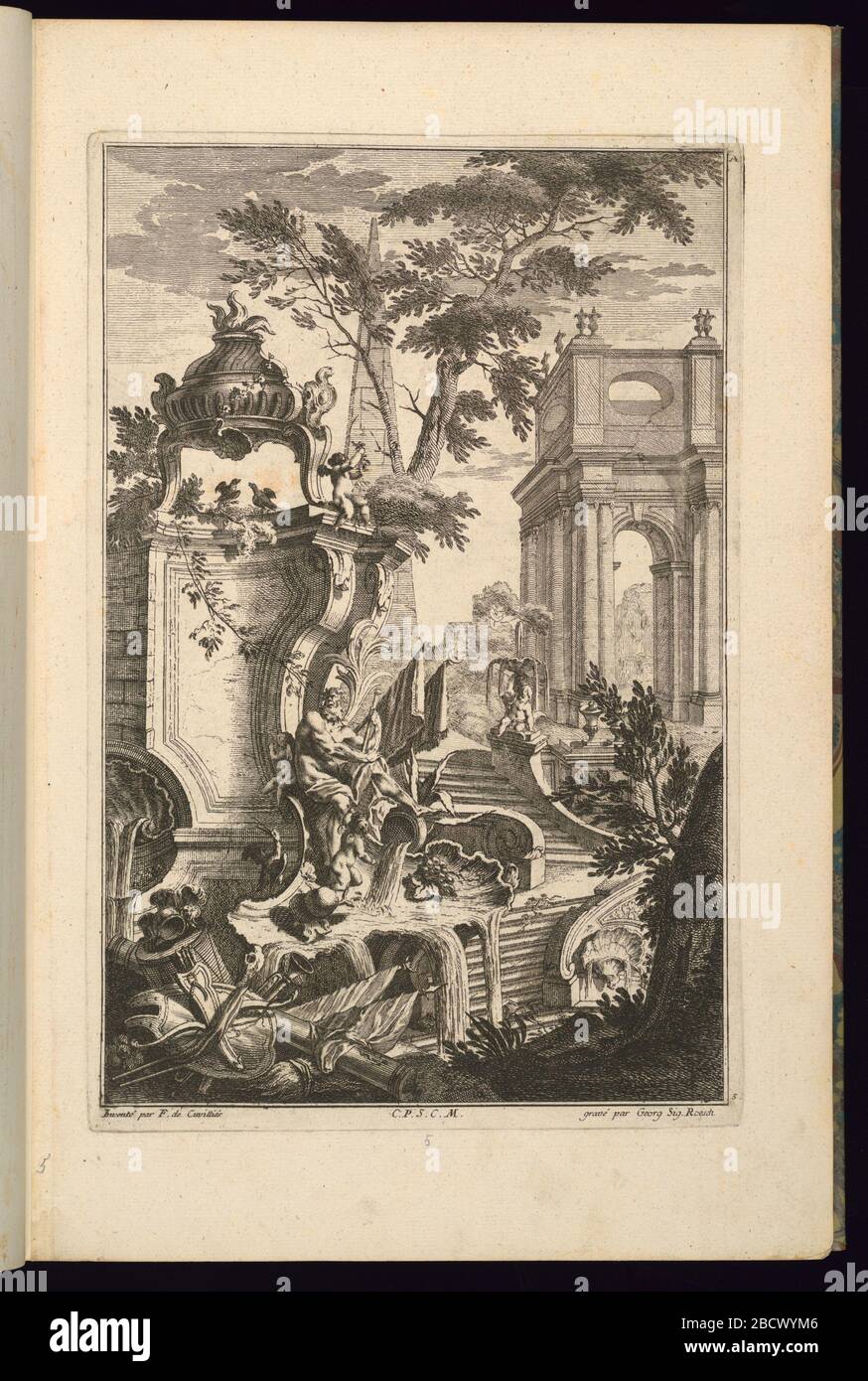 Design pour la fontaine avec un Dieu de rivière. Recherche en cours conception de fontaine avec un Dieu de rivière Banque D'Images