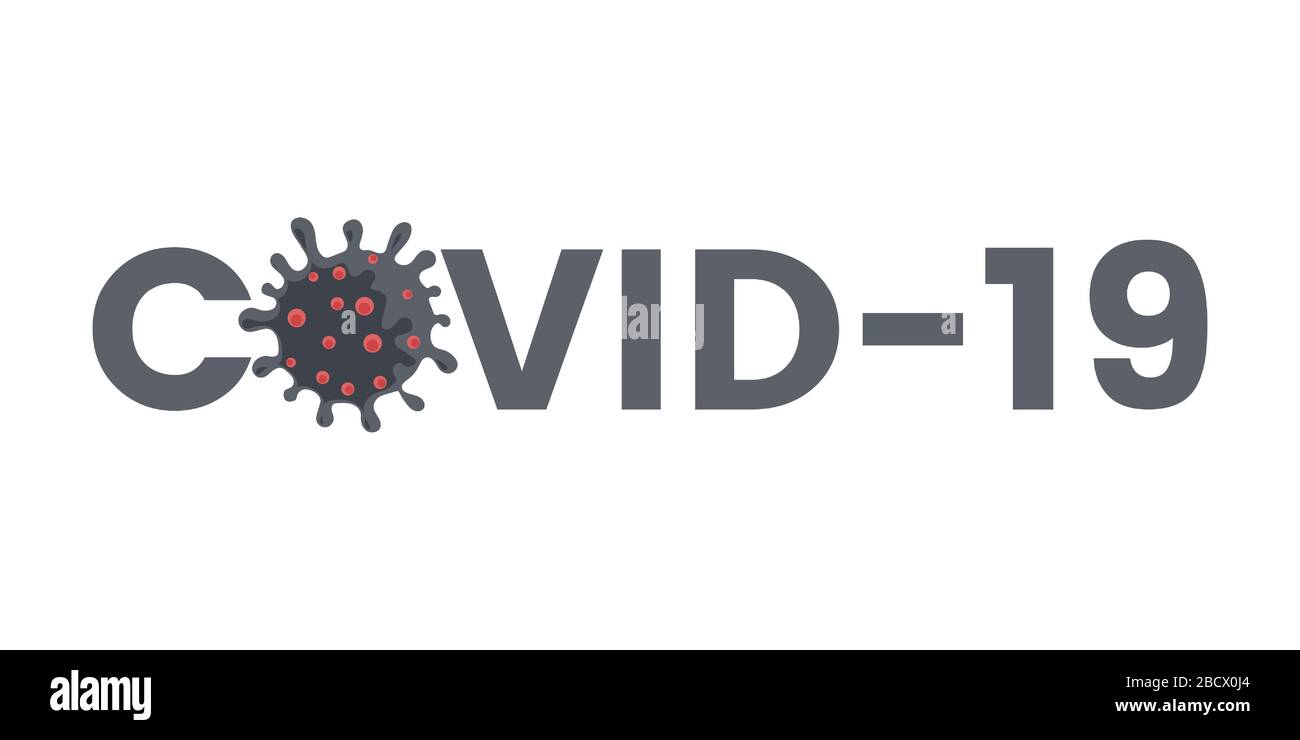 Concept de bannière plate STOP virus COVID-19. Nouvelle éclosion de coronavirus et illustration vectorielle de pandémie mondiale avec typographie. Quarantaine et auto-isolation contre les virus dangereux. Illustration de Vecteur