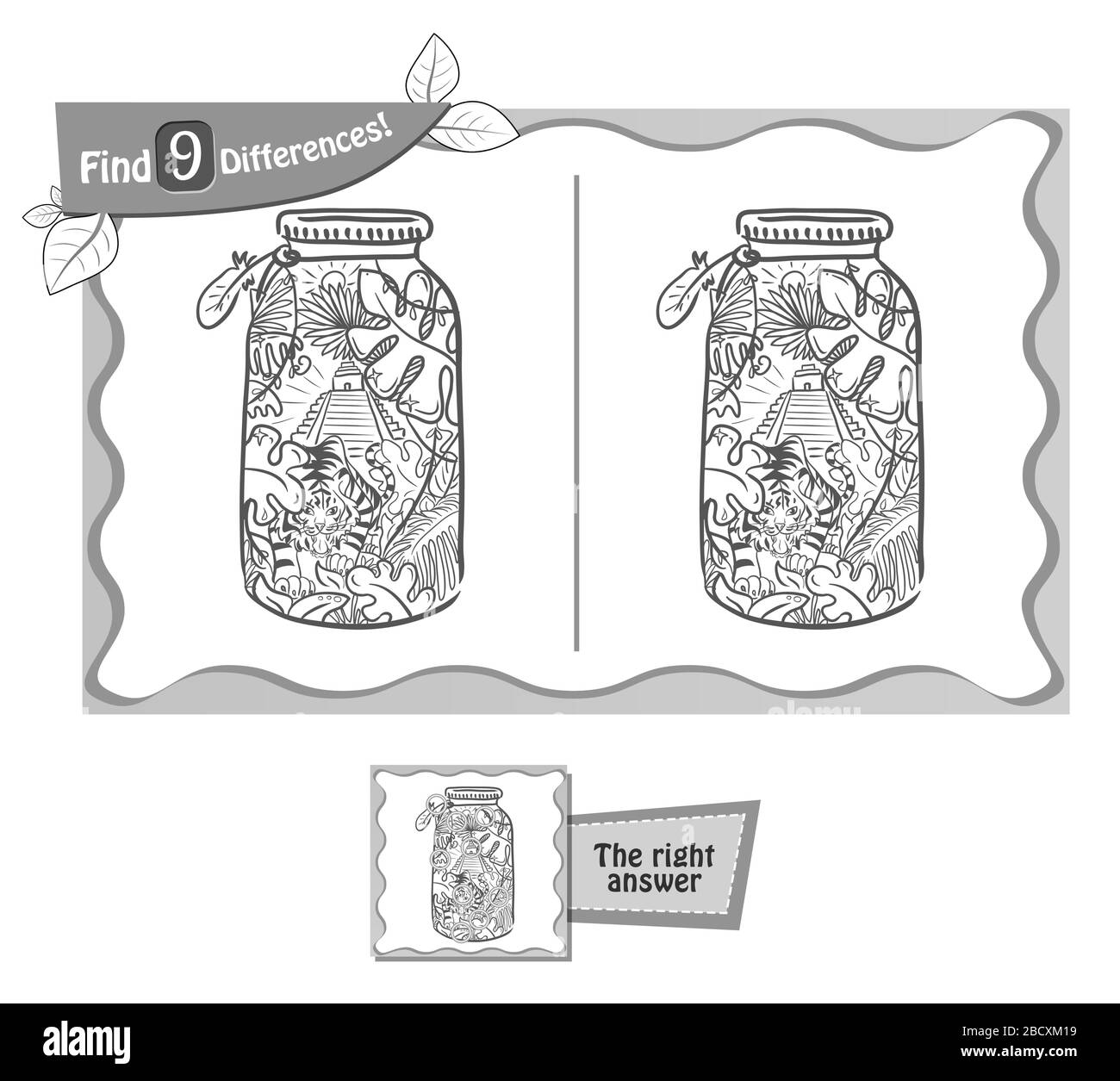 Jeu visuel pour les enfants et les adultes. Tâche de trouver 9 différences dans l'illustration à la commission scolaire. vector illustration noir et blanc Illustration de Vecteur