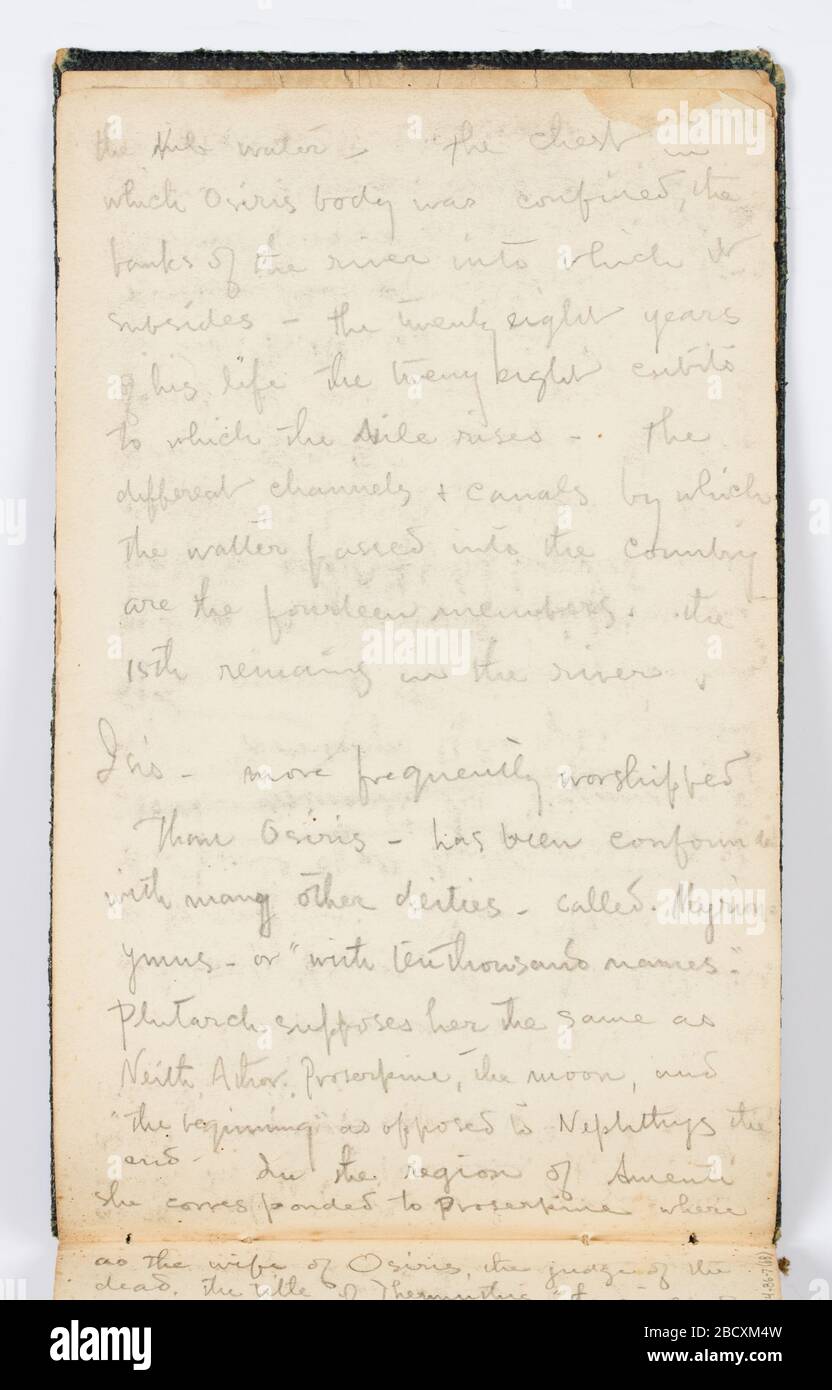 Croquis Notes de page sur les dieux et les déesses égyptiens anciens. Recherches dans ProgressNotes sur les dieux et déesses égyptiens anciens, y compris Isis, sur Recto et Verso. Croquis Notes de page sur les dieux et les déesses égyptiens anciens Banque D'Images