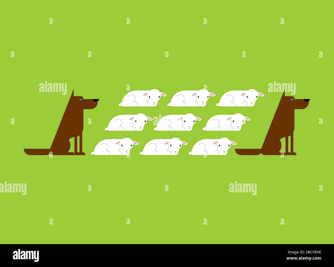 Les gardes-chiens se rassemblent de moutons. Chiens et agneaux Illustration de Vecteur