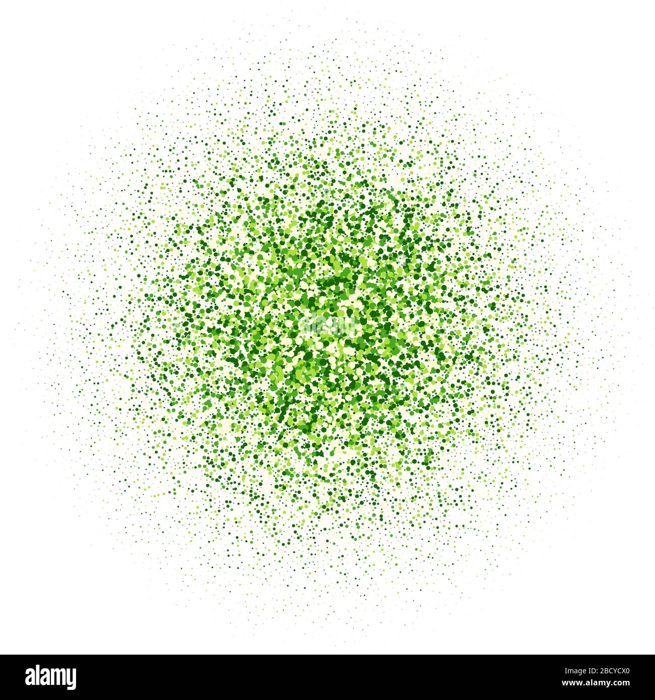 explosion de cercles verts brillants isolés sur fond blanc Illustration de Vecteur